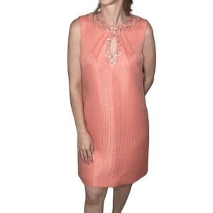 Tahari Beaded Embellished Peach Sleeveless Sheath Mini Dress NWT Size 4